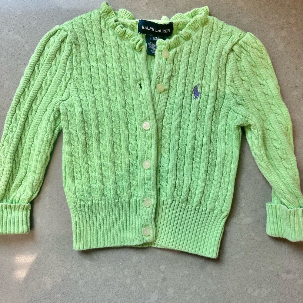 Ralph Lauren Light Green Cable Knit Sweater